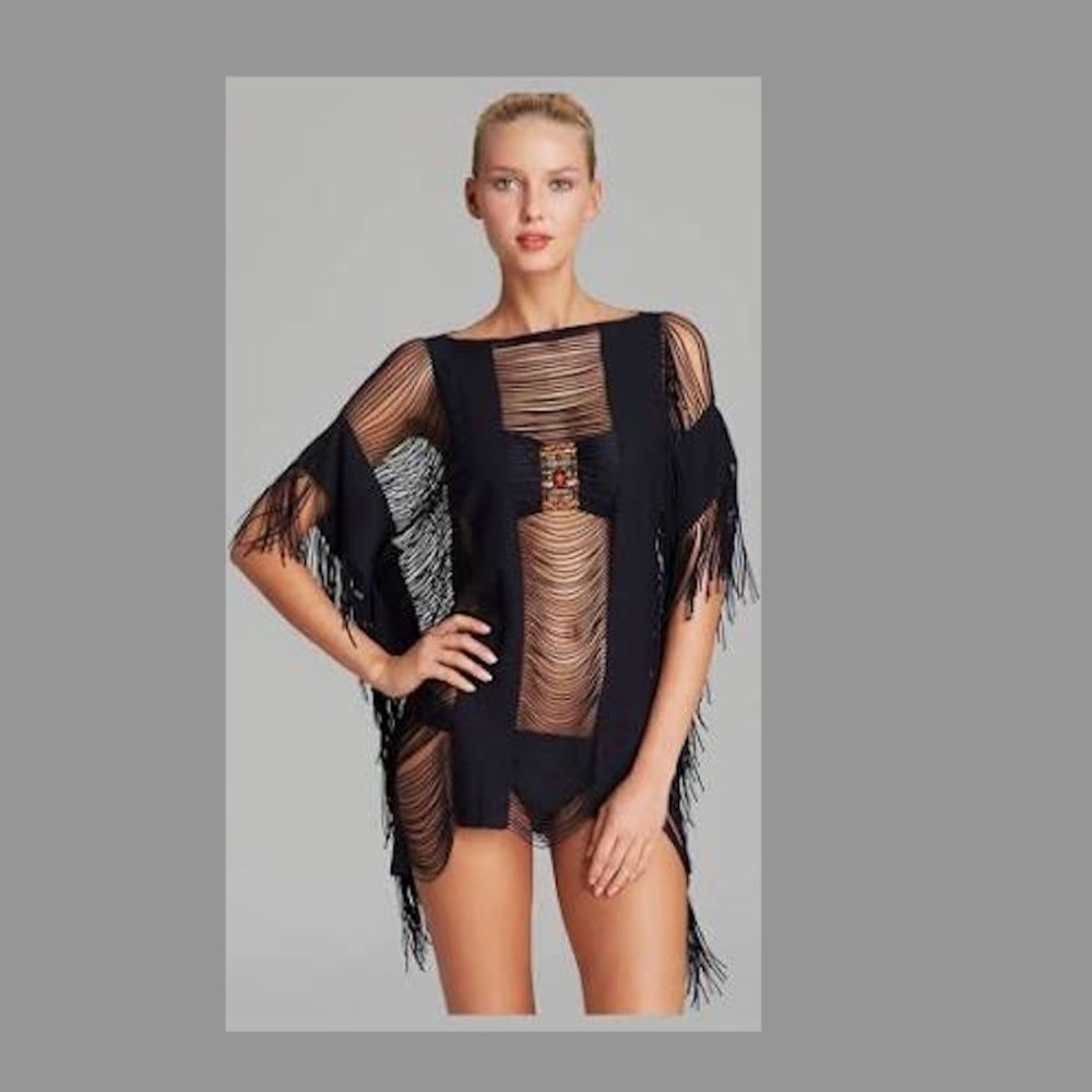 PQ Swim Monique Swim Cover-Up - Black Fringe - LIKE NEW - Size XS/S